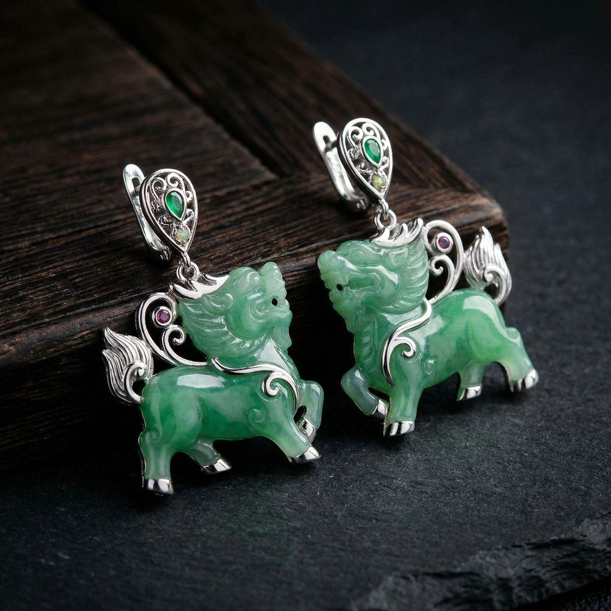 Wood - Qilin Earrings